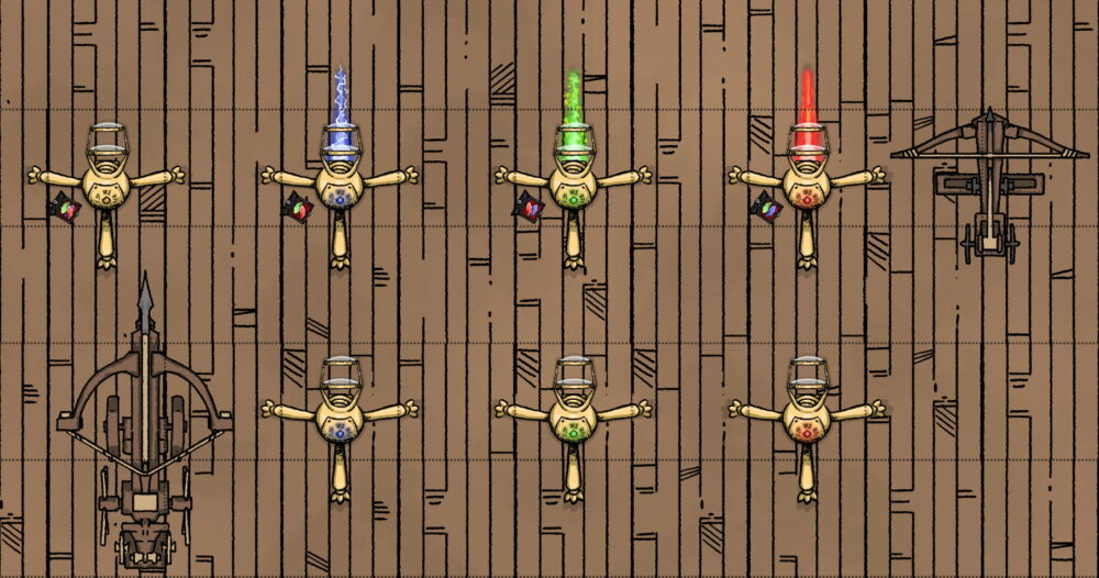 Types of turret and relative scale