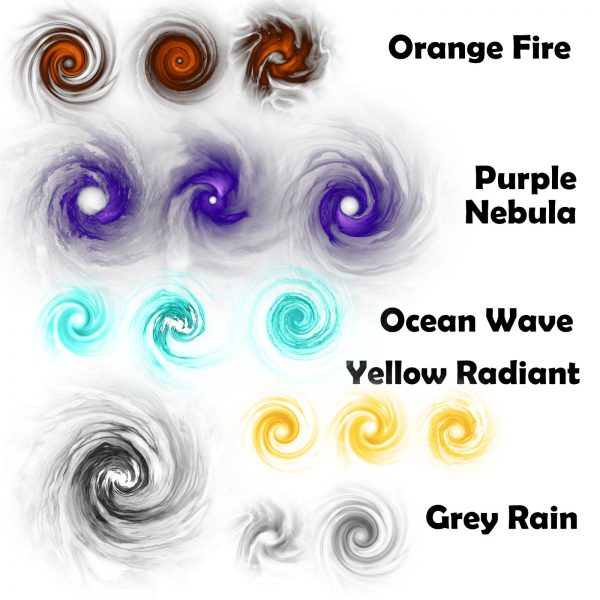 all colors orange purple ocean yellow grey nebulas and whirlpool twister hurricanes whirlpool ominous storms virtual tabletop token magic storms