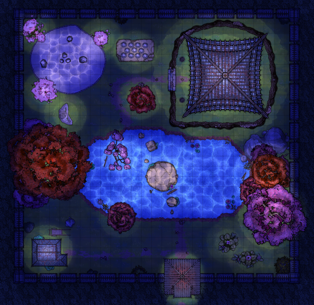 Abandonned Japanese Temple Map - DungeonDraft + JPG ( Day / Night )