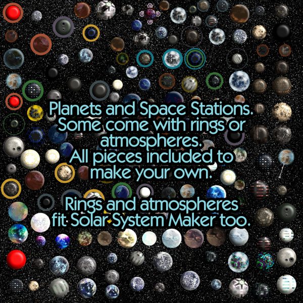 Inhabited Solar System Maker with Technology, Celestial Objects, Starfields planets suns dyson sphere space elevator atmosphere rings add ons seamless star fields sci-fi science fiction scifi map making ki atmosphere planets demo
