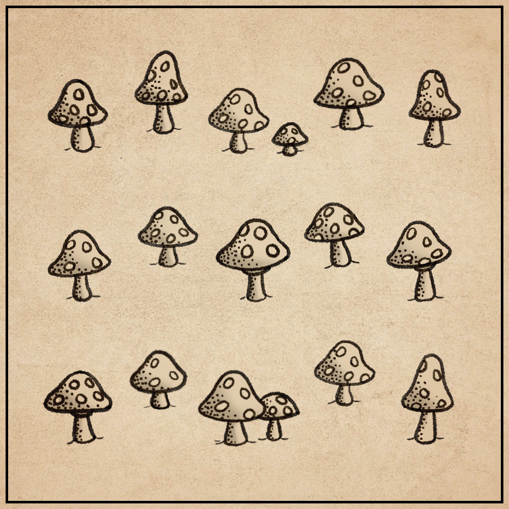 Dotty mushrooms to make mushroom forests