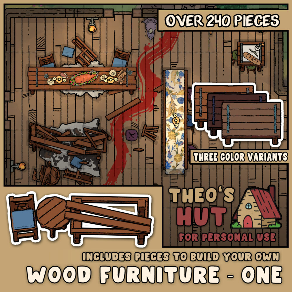 Theo's Hut - Wood Furniture Pack One - Personal Use Edition