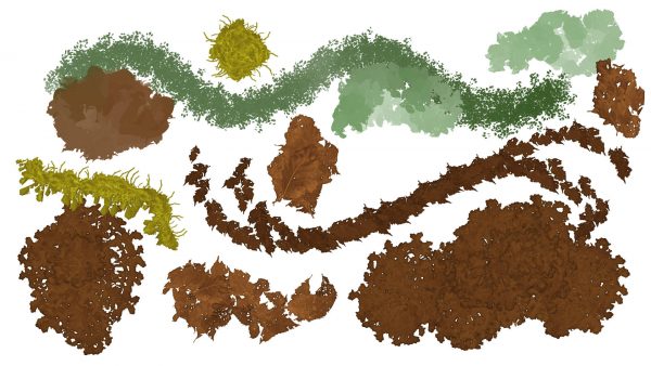 Fall leaves leaf tree foliage weeds shrubbery clip studio paint battlemap cartographer cartography dungeons and dragons map making brush pack set