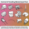 Title Image: Carnival & Travelling Market Asset Pack. A selection of 51 hand drawn carnival wagons, caravans, tents, stalls and attractions with which to make your own carnival maps.