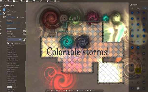 Dungeon Draft magic storms whirlpool maelstrom lights and colorable assets objects