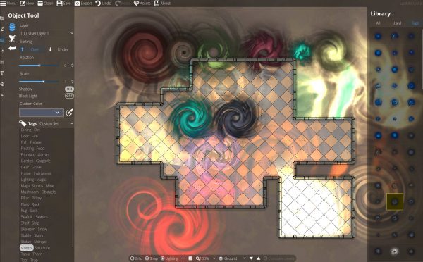 Dungeon Draft magic storms whirlpool maelstrom lights and colorable assets objects