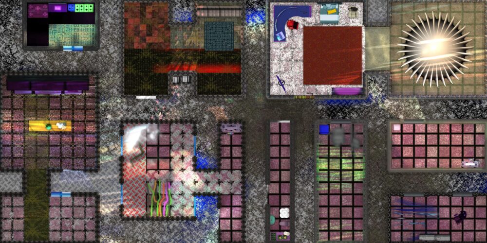 Cyberpunk home apartment bedroom bathroom kitchen computer desk assets for DungeonDraft battlemap virtual tabletop