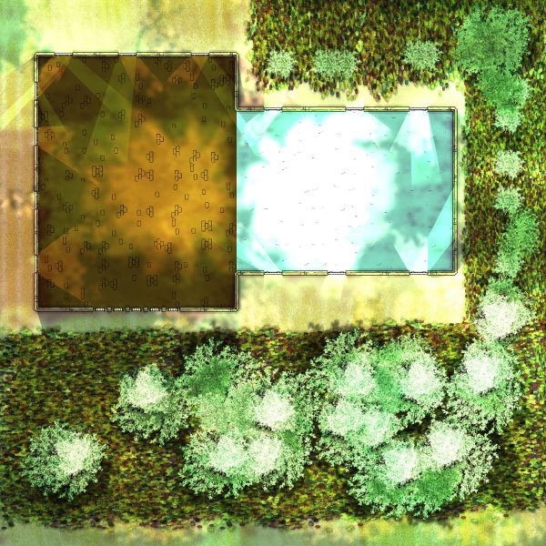 Trees, foliage, bushes for dungeon draft colorable assets tagged light and shadow