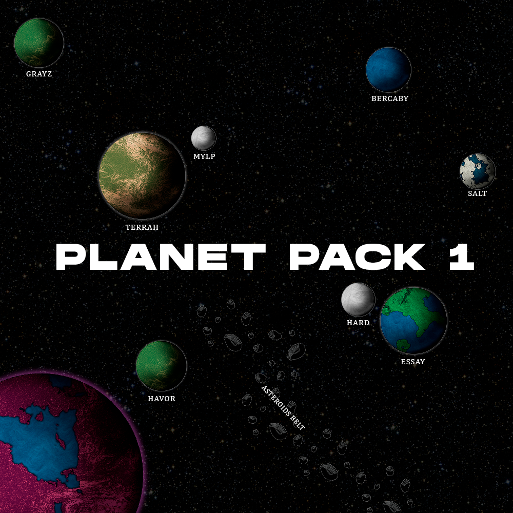 Planets Assets + Asteroid Belt (20x png files). 1000x1000 resolution
