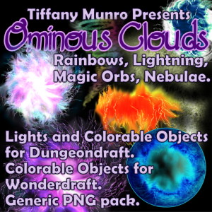 Ominous Magic Clouds Rainbows Lightning Magic Orbs Nebulae Lights and Colorable Objects for Wonderdraft and Dungeondraft generic PNGs for VTT magic rainbow prismatic shield