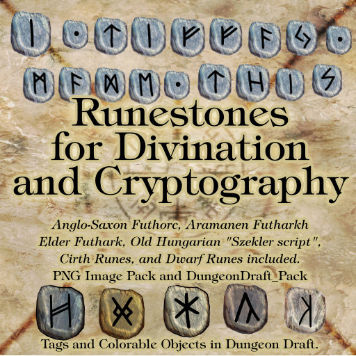 Runestones for Divination and Cryptography for VTT and DungeonDraft