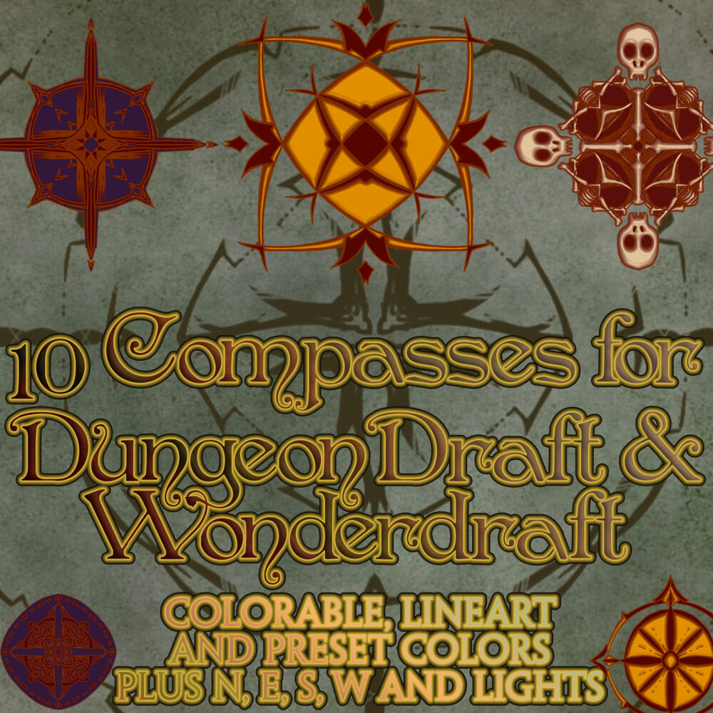 Ti's 10 Colorable Compasses for Wonderdraft and DungeonDraft
