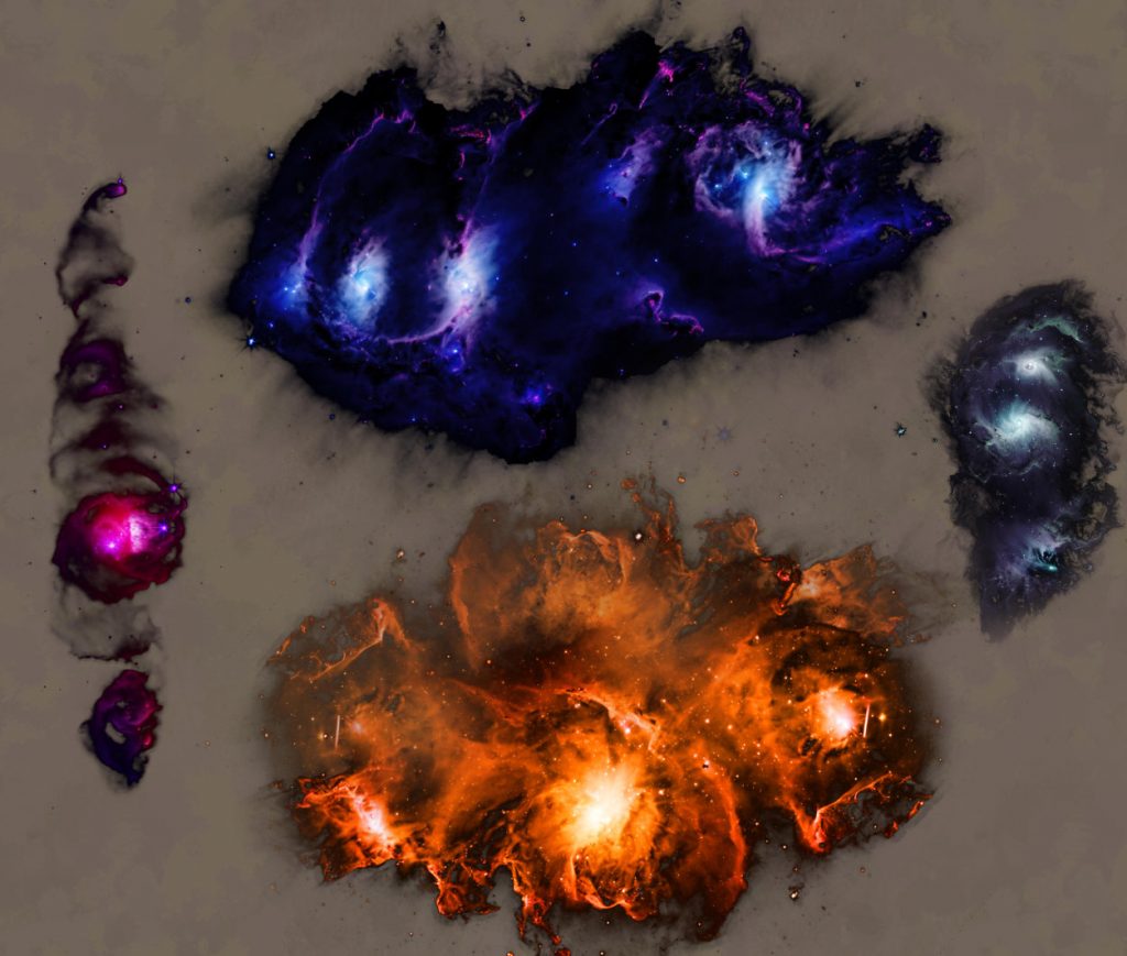 Ominous nebula nebulae space sci-fi science fiction art pack for DungeonDraft and Other World Mapper png pack for VTT rainbow colorful explosion special effects magic fx sfx lights for dungeondraft science fiction sci-fi mapping cartography pieces feed the multiverse