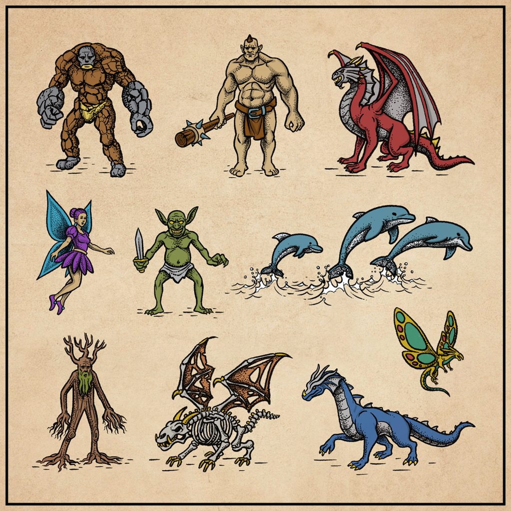 10 types of colorable monsters / creatures