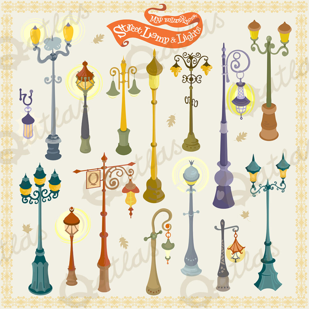 Street light & classic lamps vector illustration