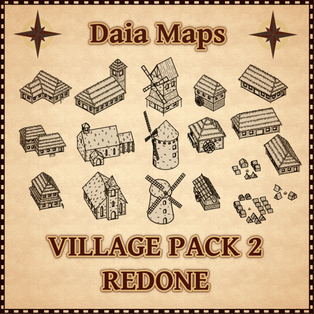 DAIA'S VILLAGE PACK 2 - REDONE: Medieval Inns, Churches, Wind and Water Mills, Longhouses and Camps
