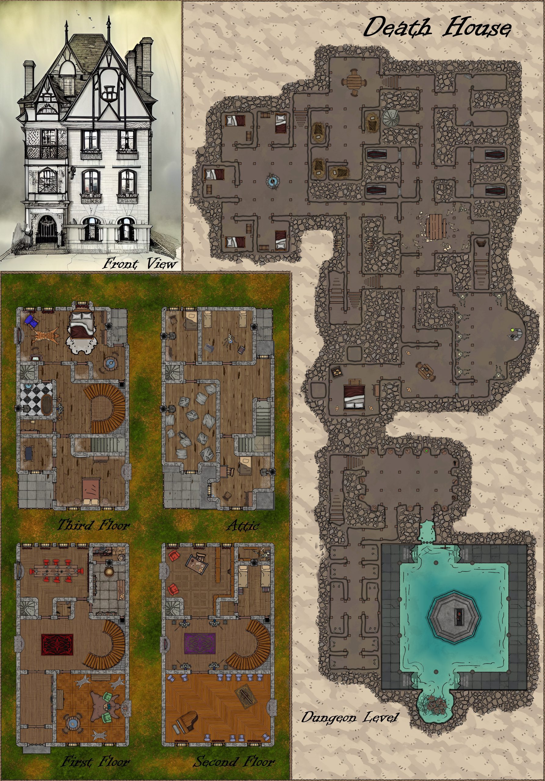 Death House Curse Of Strahd Battle Map 30 X 43 CartographyAssets
