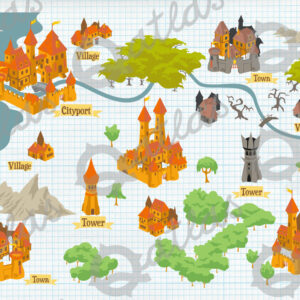 Map builder illustrations for fantasy and medieval map 5