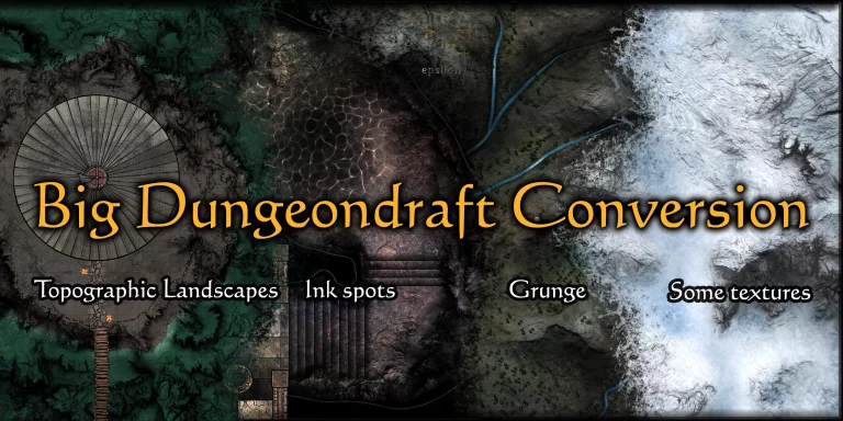Big asset conversion for Dungeondraft | Topographic, ink + grunge, some textures