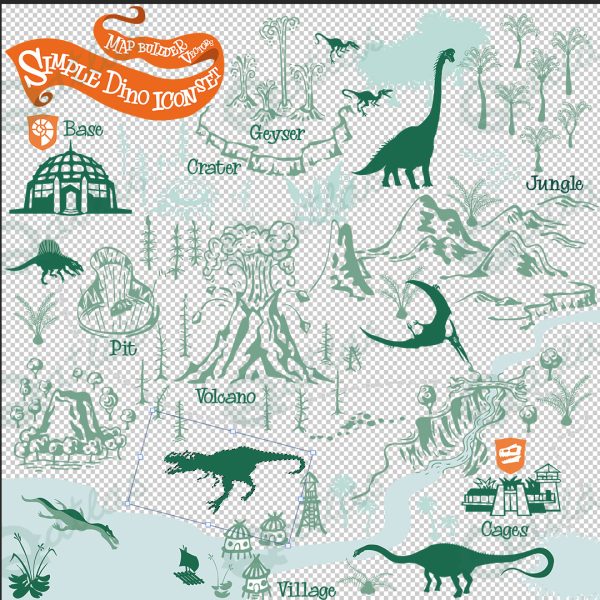 Simple Icon Map - Dinosaurs 1