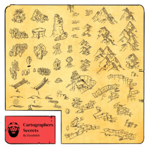 Cartographers Secrets Pack - Mountain, Ridge, Butte, Costal Line Doodelish