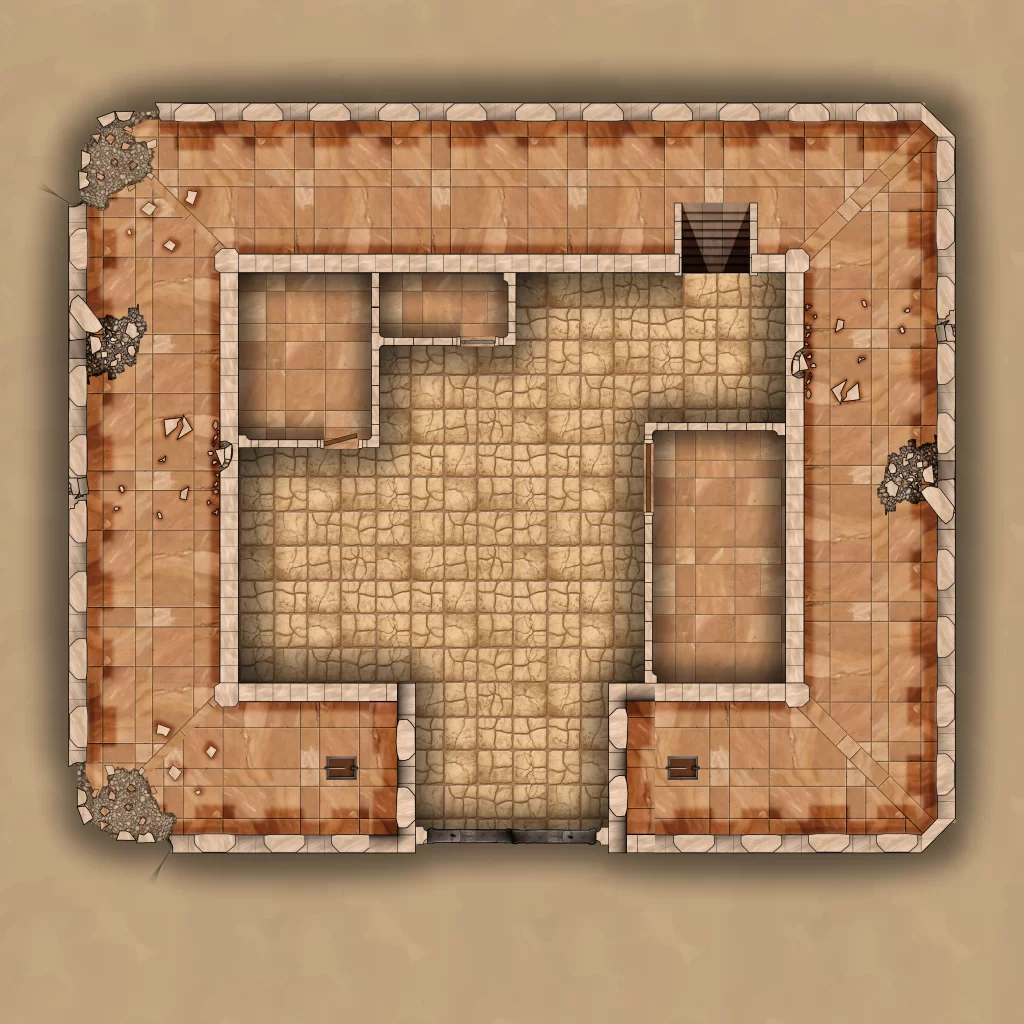 I'm QC testing for an upcoming fantasy resource pack for Dungeondraft (an update of my Fantasy architecture pack from ong ago).This fort is constructed from one of the human design options.  There is the odd tweeak to be made to aign a few bitys but its nice enough, I think.