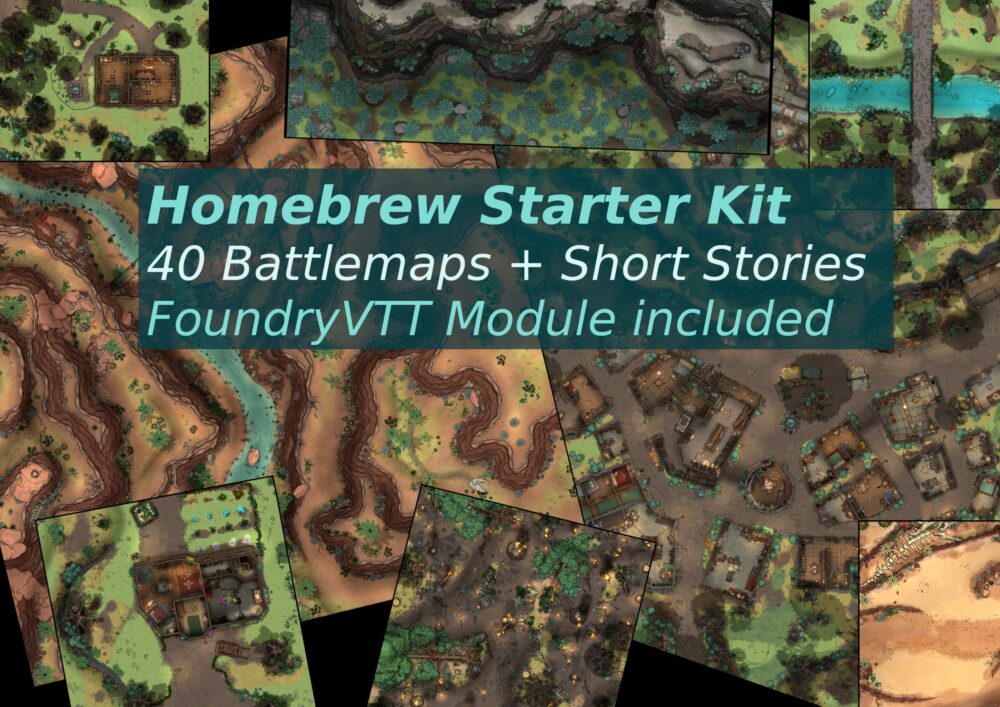Homebrew Starter Kit: 40 Battlemaps + Short Stories