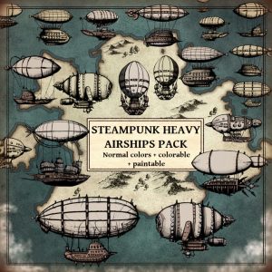 wonderdraft vintage old cartography assets steampunk airships