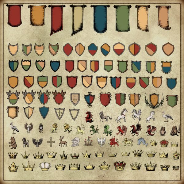 wonderdraft assets, heraldry heraldic symbols, emblems, coat of arms, crests, banners