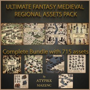 regional fantasy map assets, houses, buildings, towers, forts, wonderdraft assets