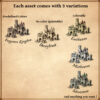 wonderdraft assets, vintage cartography, ruins, ruined buildings, ruined towns, abandoned towns