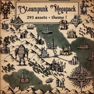 Wonderdraft assets, steampunk fantasy map assets, industrial, victorian