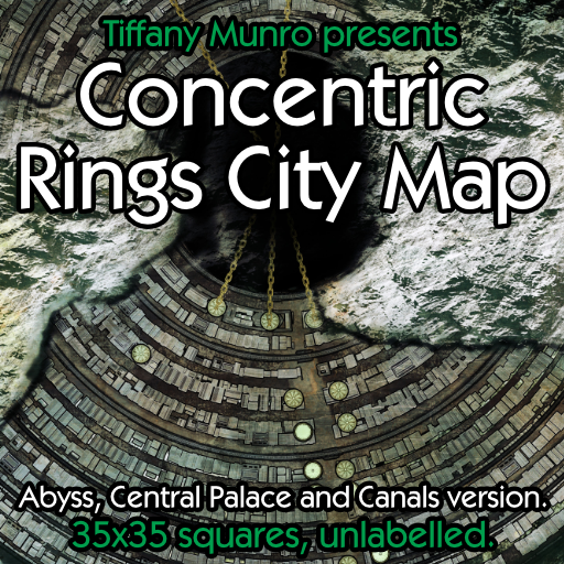 Concentric Rings City Map (Abyss, Palace and Canals versions included) Atlantis Abyssal void fantasy urban city