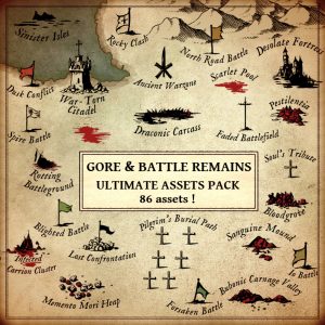 wonderdraft battle remains and gore assets, vintage style