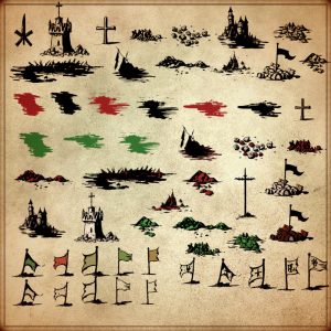 wonderdraft battle remains and gore assets, vintage style