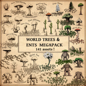 wonderdraft assets, old vintage cartography map assets, world trees and ents