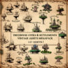 wonderdraft assets, vintage cartography, treehouse settlements, elven town and cities assets