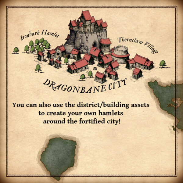 wonderdraft assets, vintage old cartography assets for fantasy maps, orcish and barbaric settlements and towns