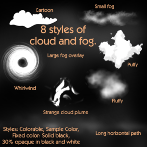 Ti's Clouds and Fog for Wonderdraft cloud assets textures frames and themes sunset storm and clear skies themes for cloud dimension cloudscape heaven ethereal plane Clouds fog smoke and plumes for Wonderdraft themes assets textures sky domain map clouds cartography air dimension texture preview