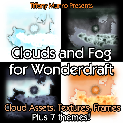Ti's Clouds and Fog for Wonderdraft cloud assets textures frames and themes sunset storm and clear skies themes for cloud dimension cloudscape heaven ethereal plane Clouds fog smoke and plumes for Wonderdraft themes assets textures sky domain map clouds cartography air dimension texture preview