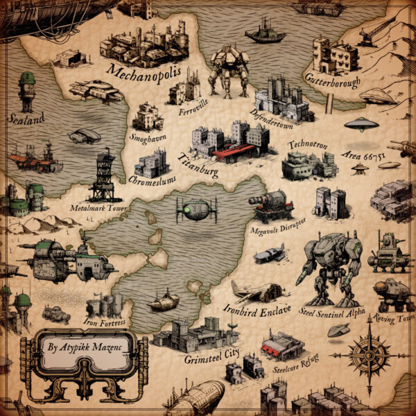 steelpunk cyberpunk, dieselpunk futuristic sci-fi modern fantasy map assets for Wonderdraft