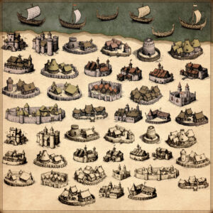 wonderdraft assets, viking, nordic and norse settlements, villages and towns, old cartography