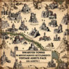 wonderdraft assets, dwarf towns, dwarven settlements, mining towns, mountains, cartography symbols, dwarven towns