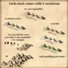 wonderdraft assets, mountains and hills symbols, vintage cartography assets, mountain ranges, hill ranges