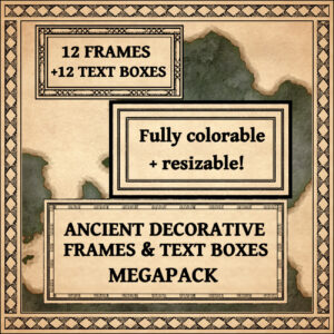 wonderdraft assets, antique cartography assets, fantasy map frames and fantasy map cartouches