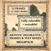 artistic decorative frames and text boxes, Wonderdraft assets and textures, old cartography assets