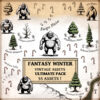 fantasy winter, christmas trees, bigfoot, candy canes, wonderdraft assets, vintage cartography assets