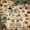 Wonderdraft assets, vintage fantasy map assets, demonic lovecraftian horrors, creepy symbols and map elements, antique
