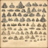 wonderdraft assets, vintage cartography assets, Aztec pyramids, Mayan pyramids, ancient settlements, fantasy map resources