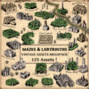 labyrinths and mazes, wonderdraft assets, vintage cartography assets, fantasy map symbols, maze and labyrinth
